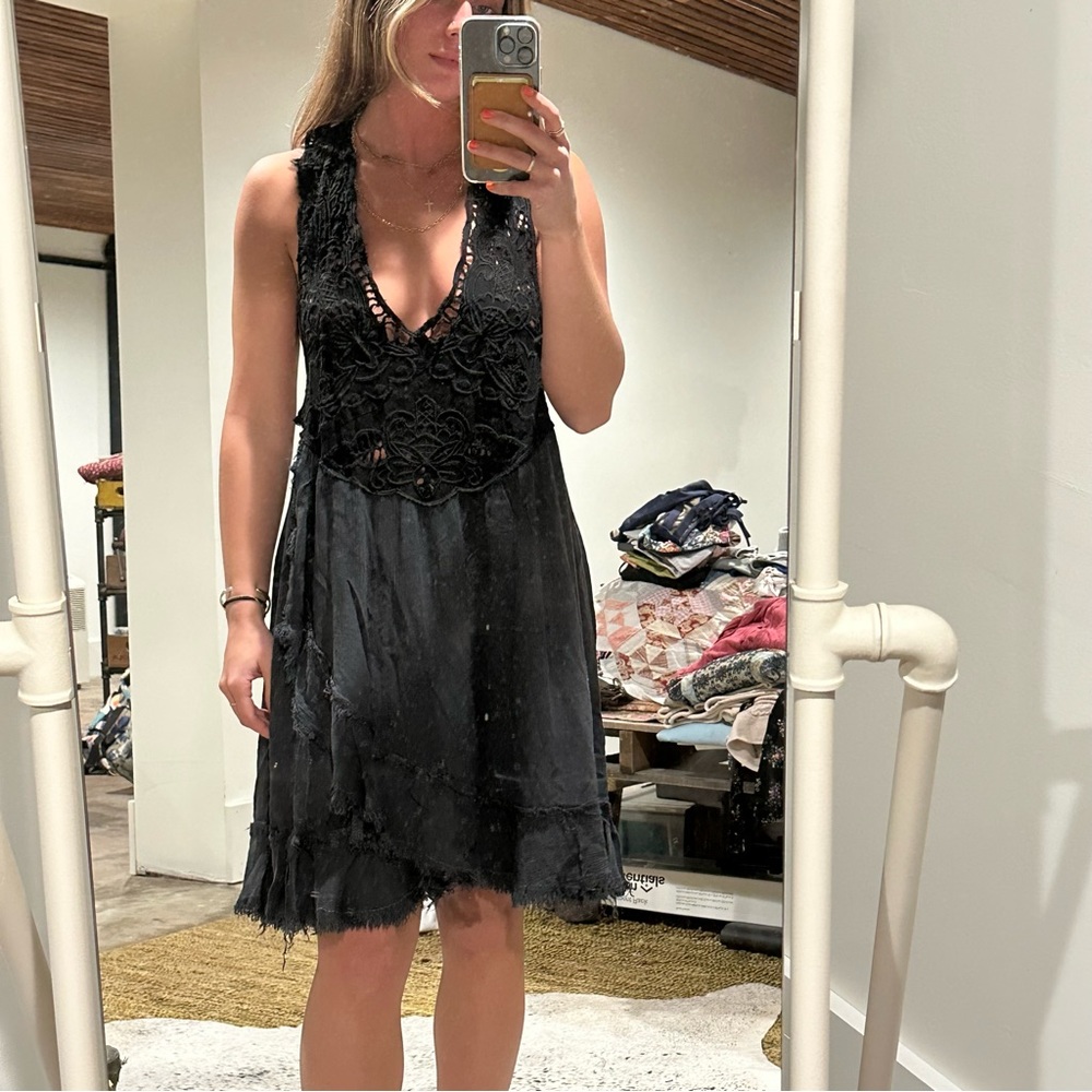 Free People Black Sleeveless Mini Dress